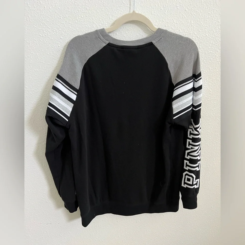 PINK Victoria’s Secret gray black white silver crewneck sweatshirt